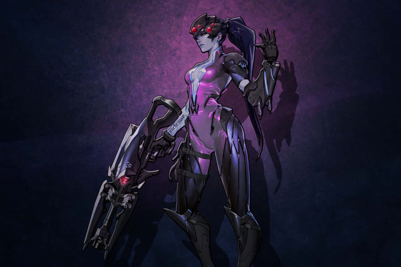 Overwatch Widowmaker, purple outfit, futuristic weapon, HD Desktop Wallpaper