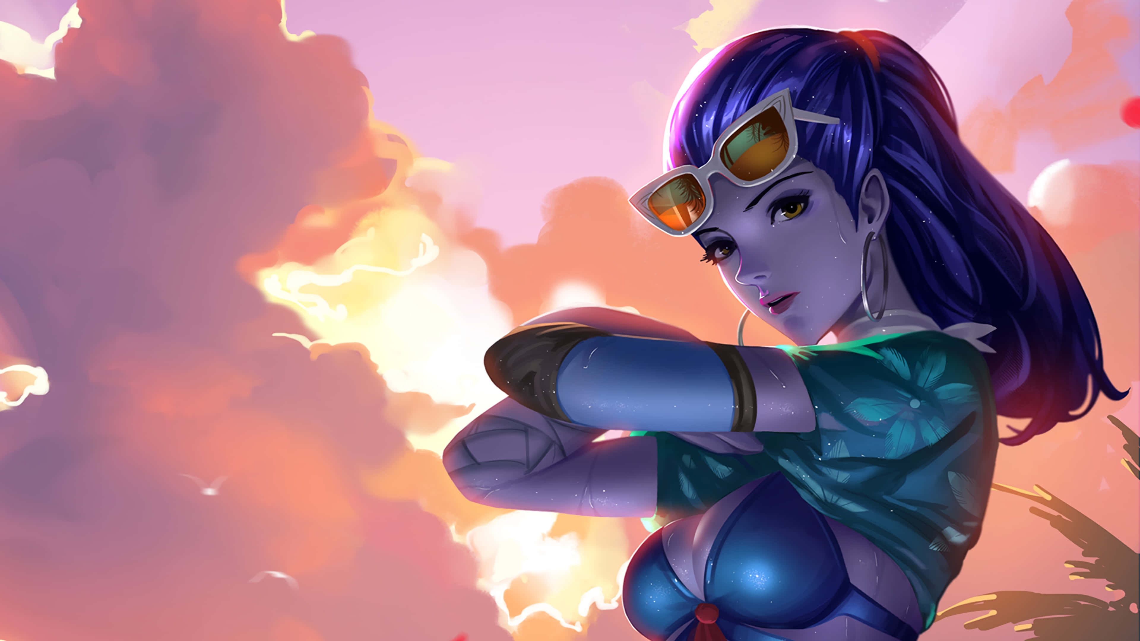 Overwatch, Widowmaker, purple hair, 4K Desktop Wallpaper
