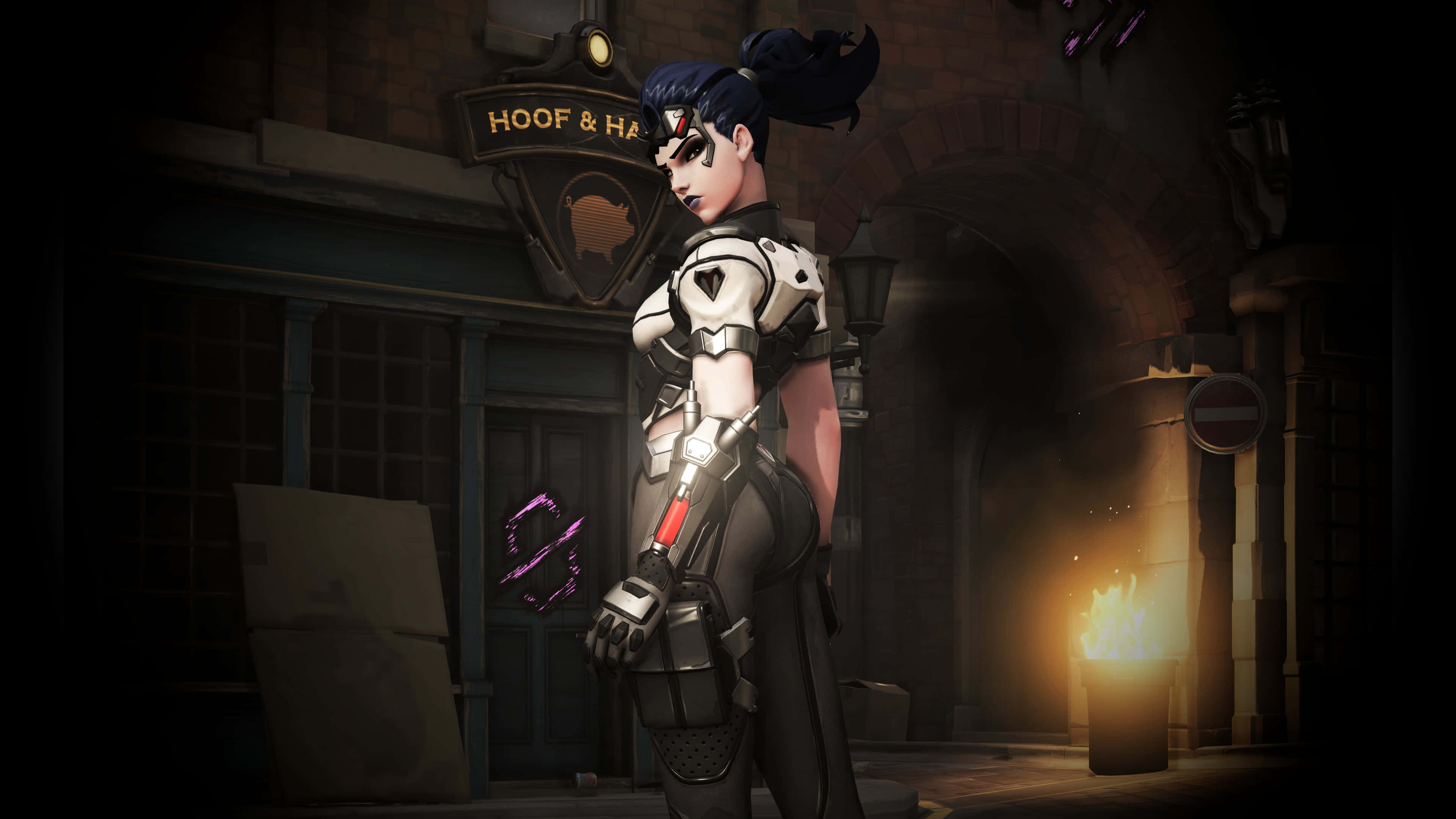 Overwatch Widowmaker, female anime character, white and black armor, 4K Desktop Wallpaper