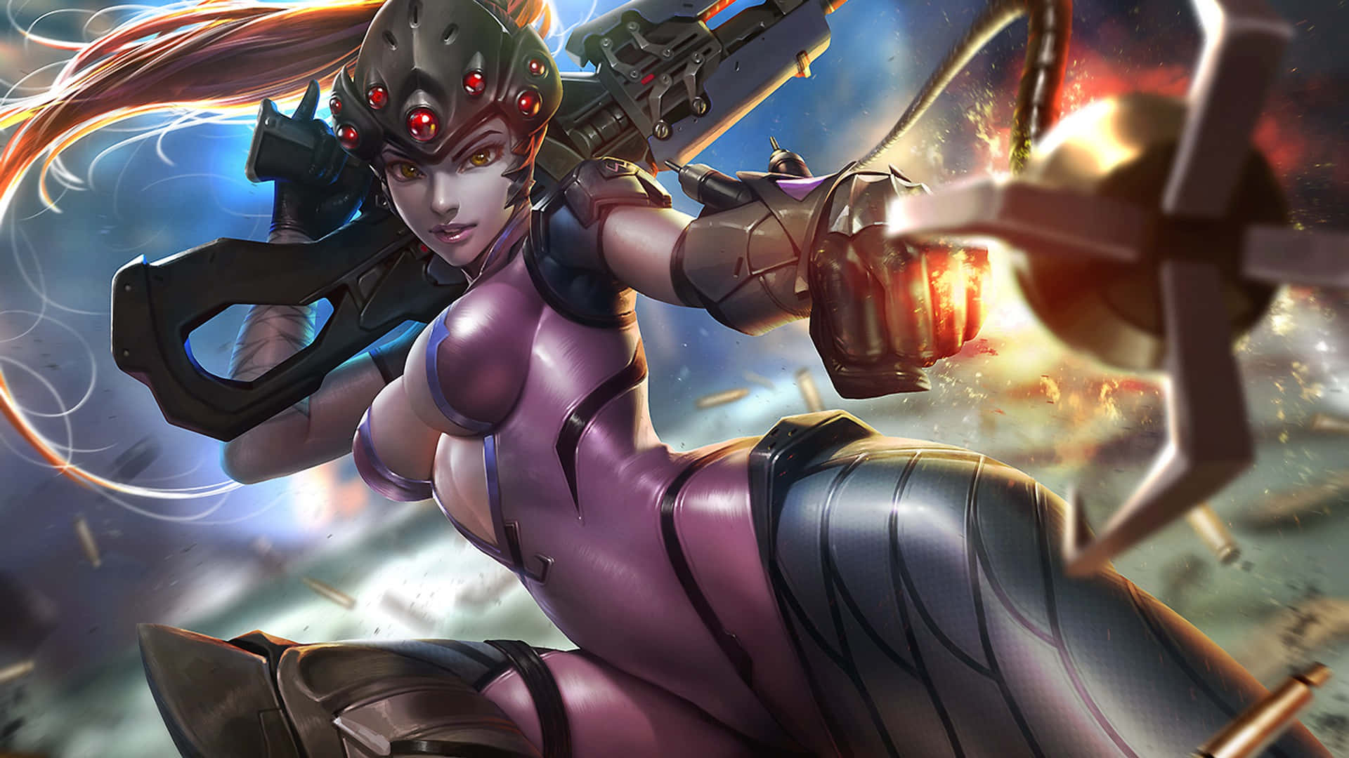 Overwatch, Widowmaker, purple armor, Full HD Desktop Wallpaper