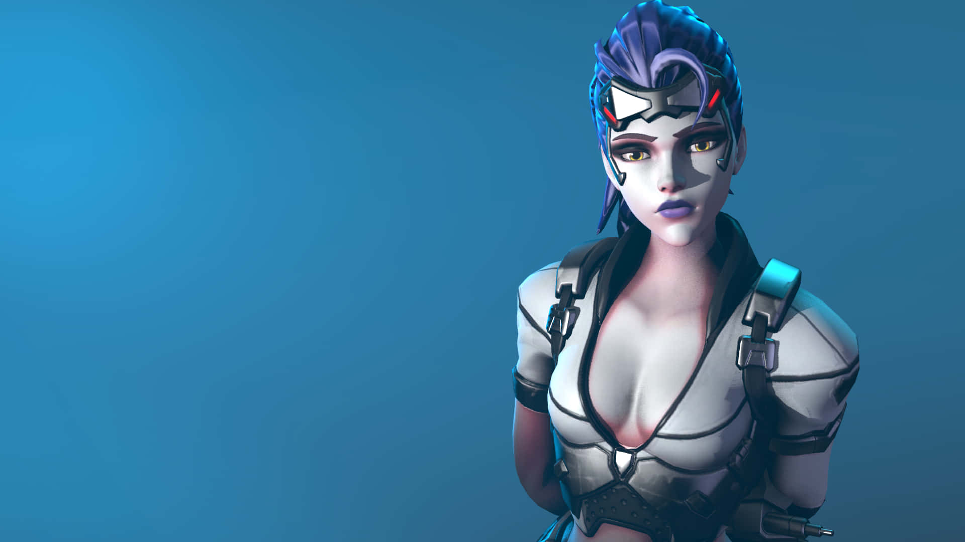 Overwatch Widowmaker, cyberpunk female character, blue hair, Full HD Desktop Wallpaper