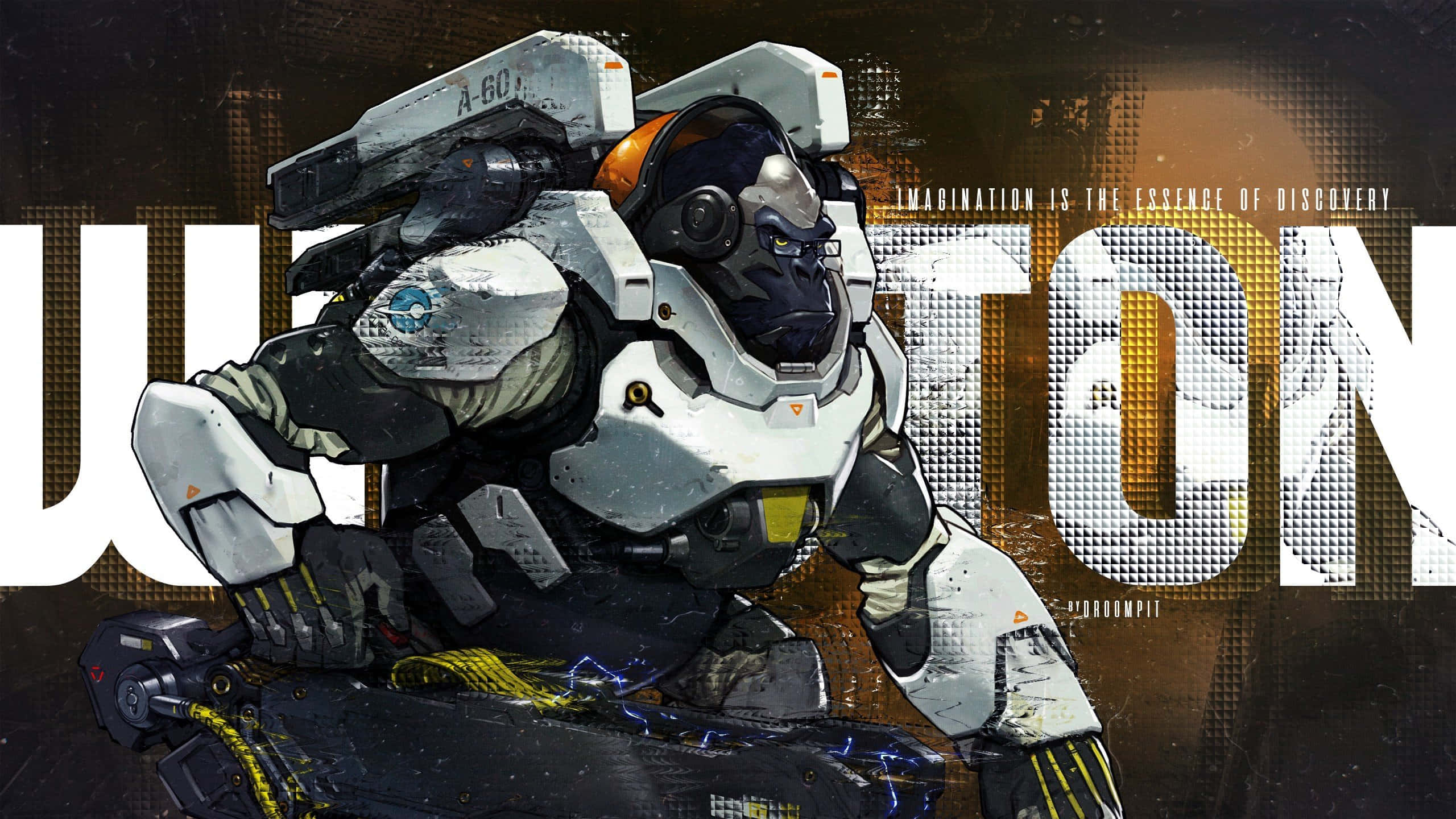 Overwatch Winston, gorilla soldier, white and black gear, 2K Desktop Wallpaper