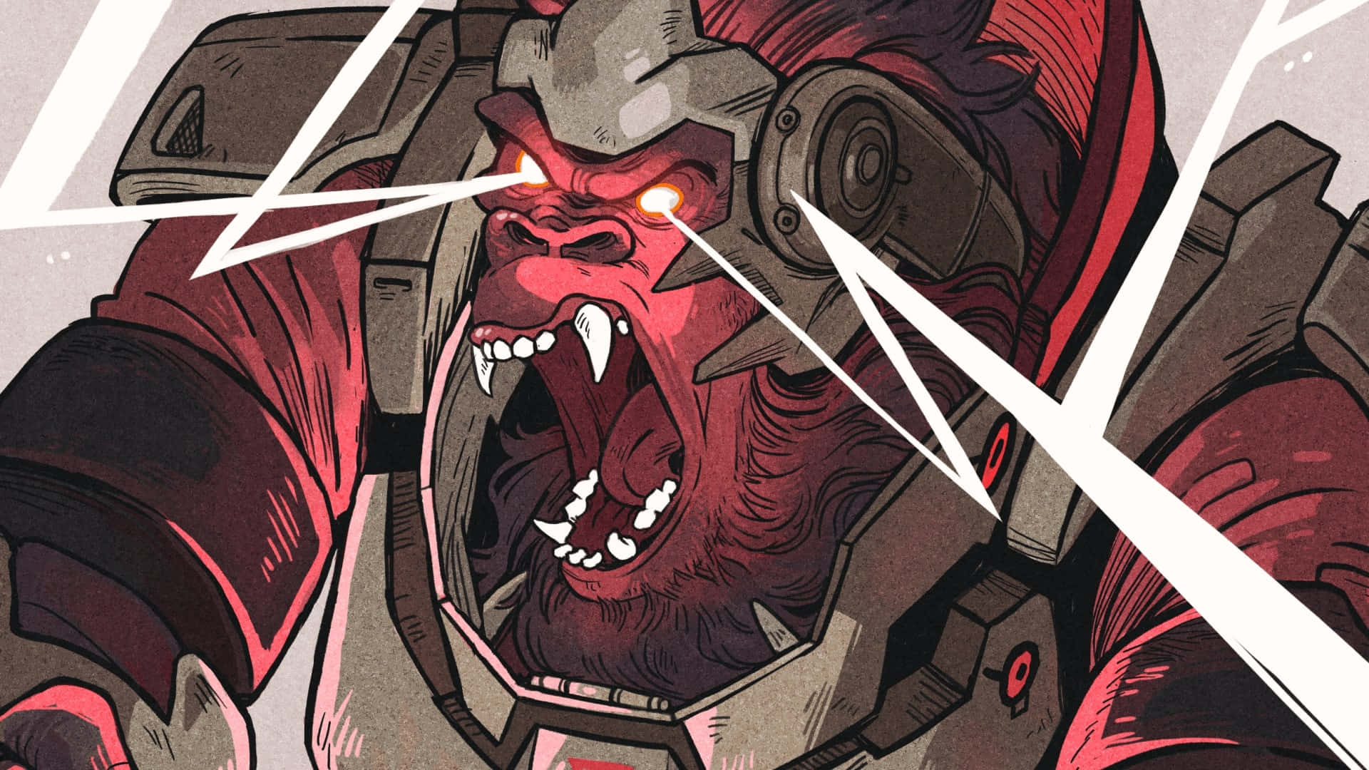 Overwatch, Winston, red-furred gorilla, Full HD Desktop Wallpaper
