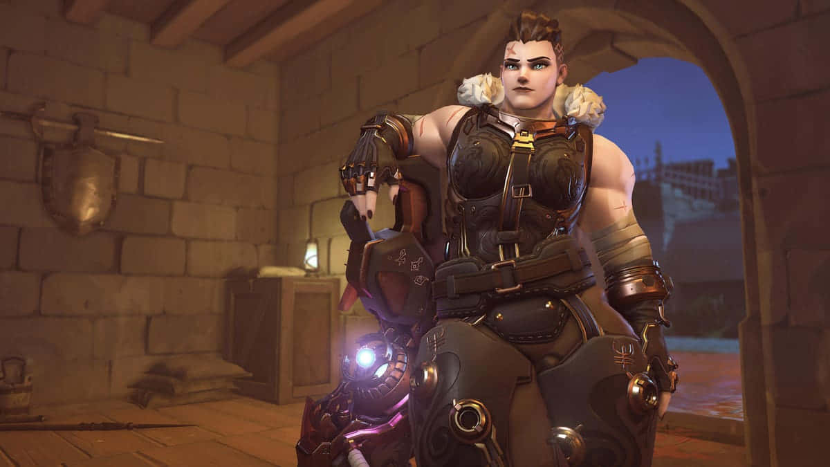Overwatch Zarya, Zarya, glowing gauntlet, SD Desktop Wallpaper