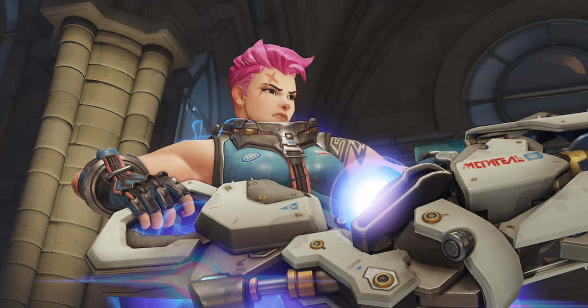 Zarya, Overwatch, futuristic armor, SD Desktop Wallpaper