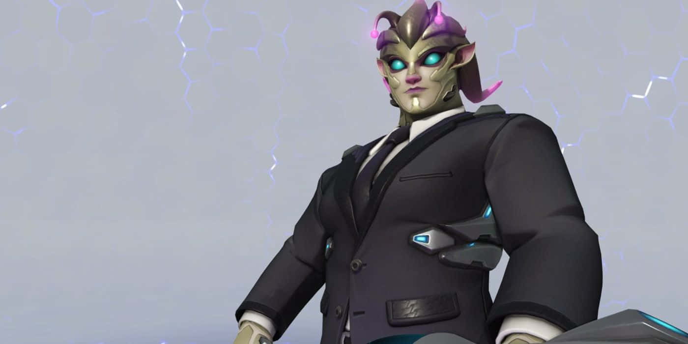Overwatch Zarya, cybernetic cat-like character, sharp black suit, HD Desktop Wallpaper