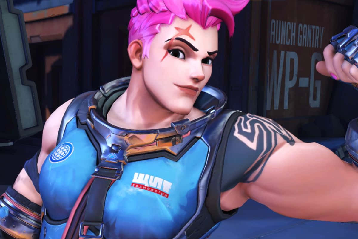 Overwatch, Zarya, pink-haired, SD Desktop Wallpaper
