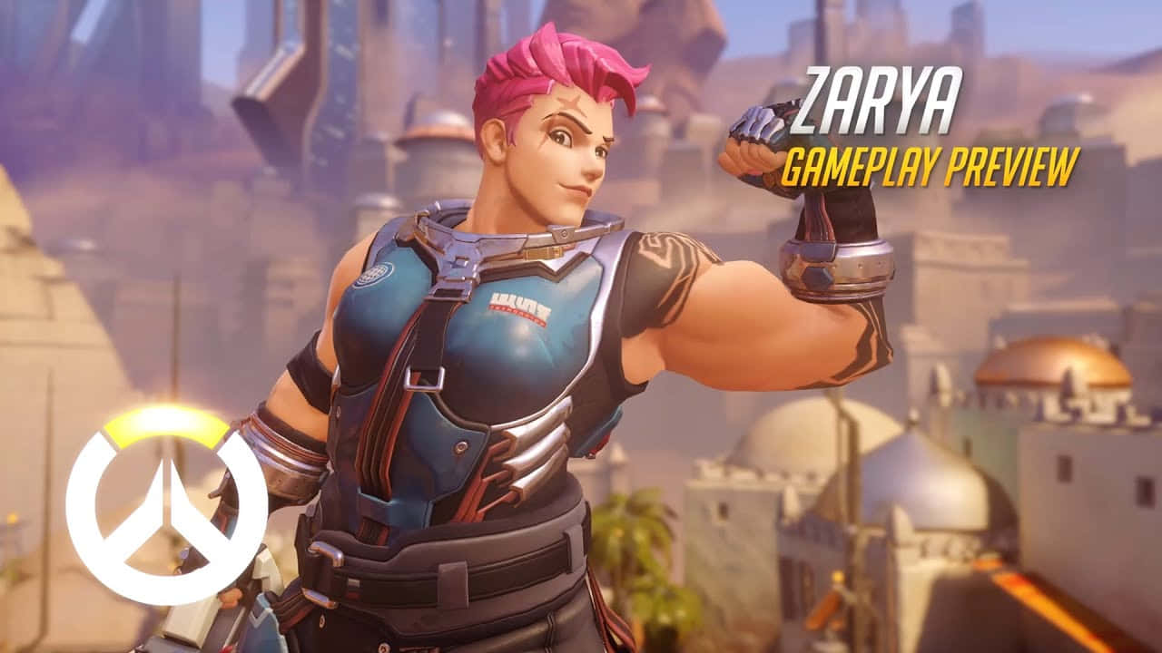Overwatch Zarya, pink-haired, futuristic armor, HD Desktop Wallpaper