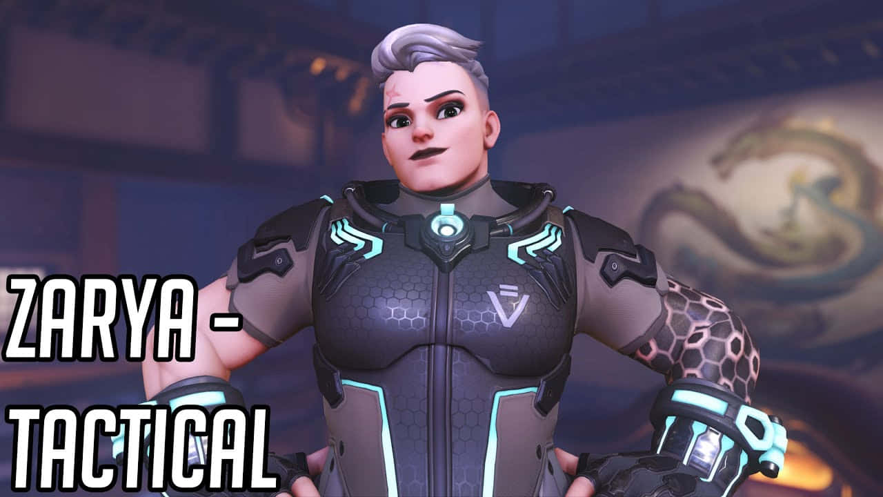 Overwatch Zarya, silver hair, glowing blue armor, HD Desktop Wallpaper