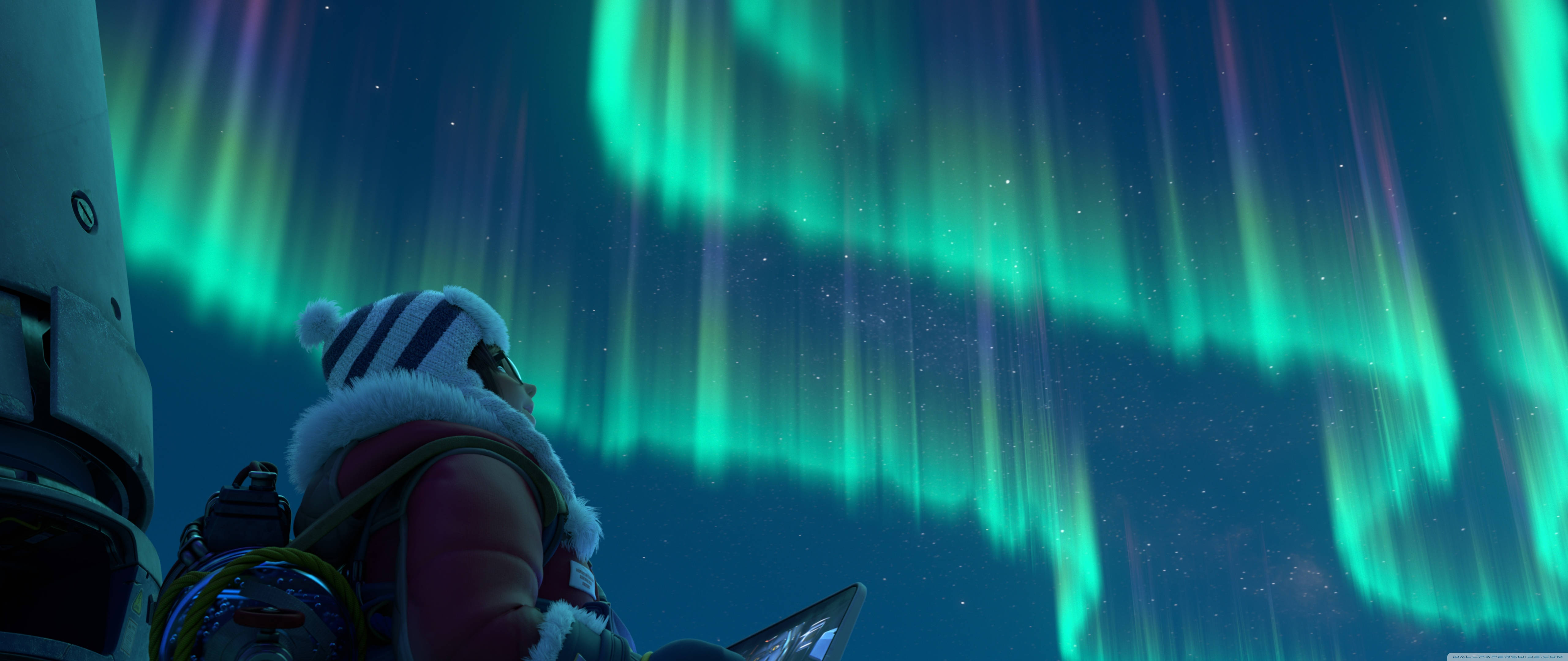 Overwatch 2, aurora borealis, starry night sky, 5K Desktop Wallpaper
