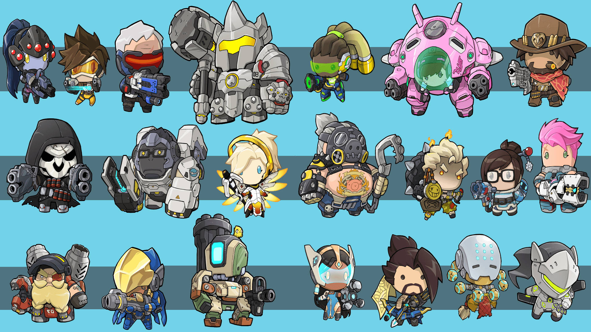 Overwatch, heroes, miniatures, Full HD Desktop Wallpaper
