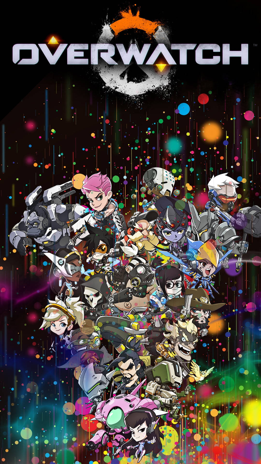 Overwatch, chibi characters, digital-art poster, Full HD Phone Wallpaper
