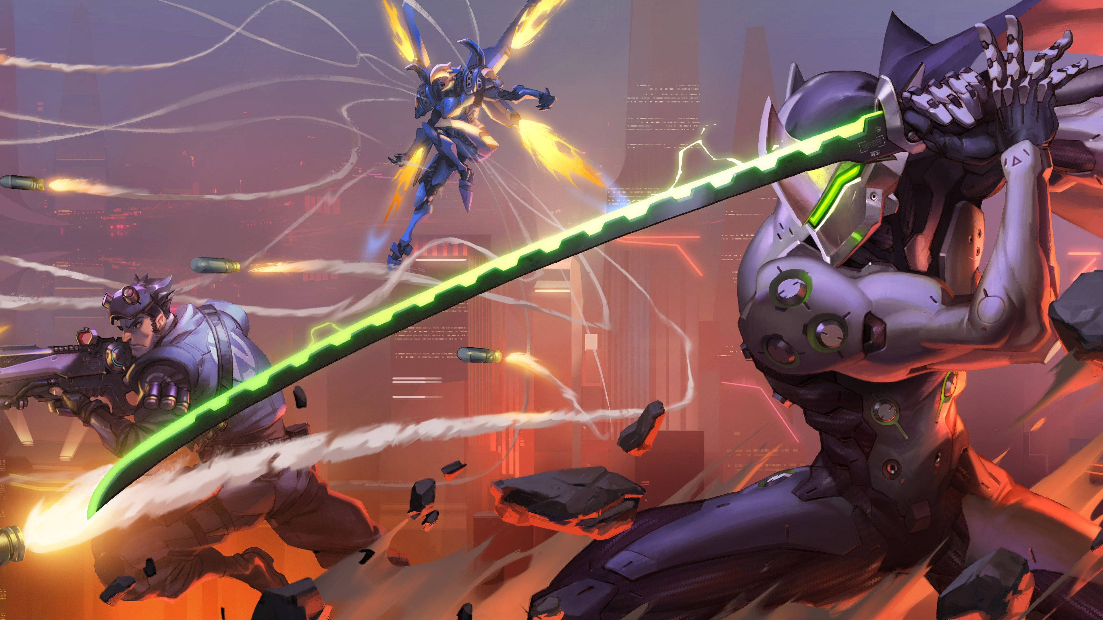 Overwatch, 4K, glowing green sword, 4K Desktop Wallpaper