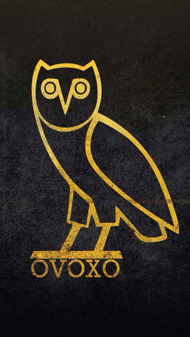 Ovoxo, golden outlined owl logo, OVOXO text, SD Phone Wallpaper