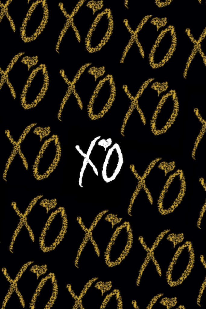 OVOXO, black background, glittery gold XO symbols, SD Phone Wallpaper
