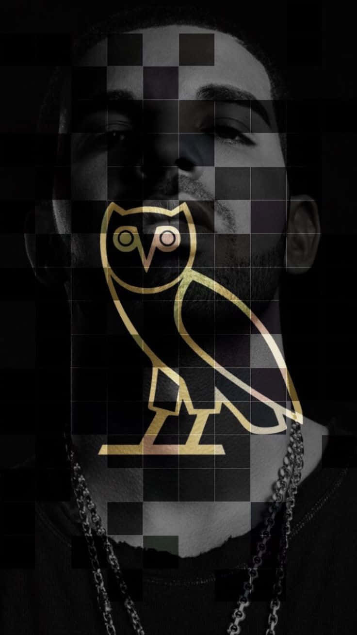OVOXO, gold owl logo, pixelated portrait, HD Phone Wallpaper