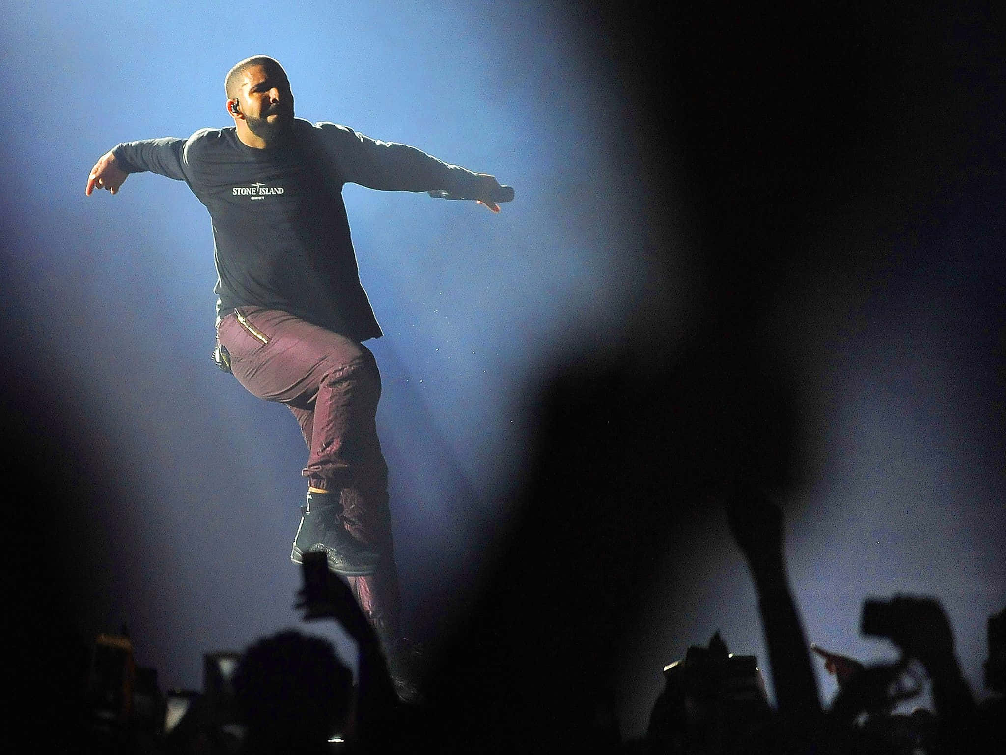OVOXO, blue spotlights, stage, Full HD Desktop Wallpaper