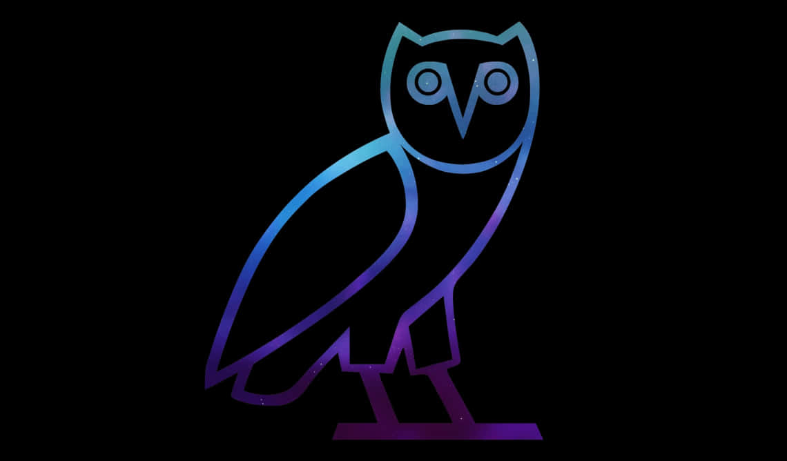 Ovoxo, blue and purple gradient owl, black background, SD Desktop Wallpaper