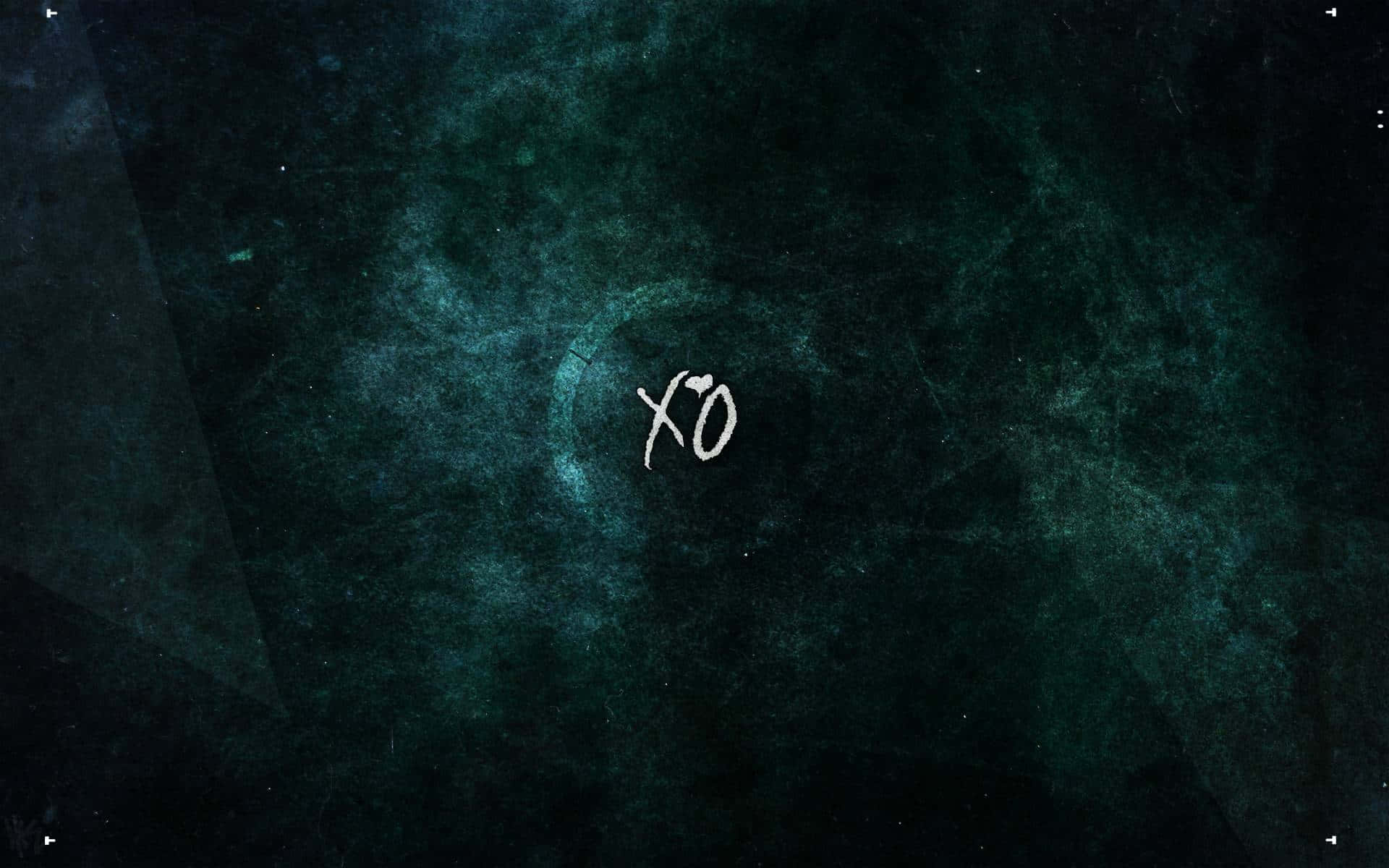 ovoxo, white XO symbol, dark teal cosmic background, Full HD Desktop Wallpaper