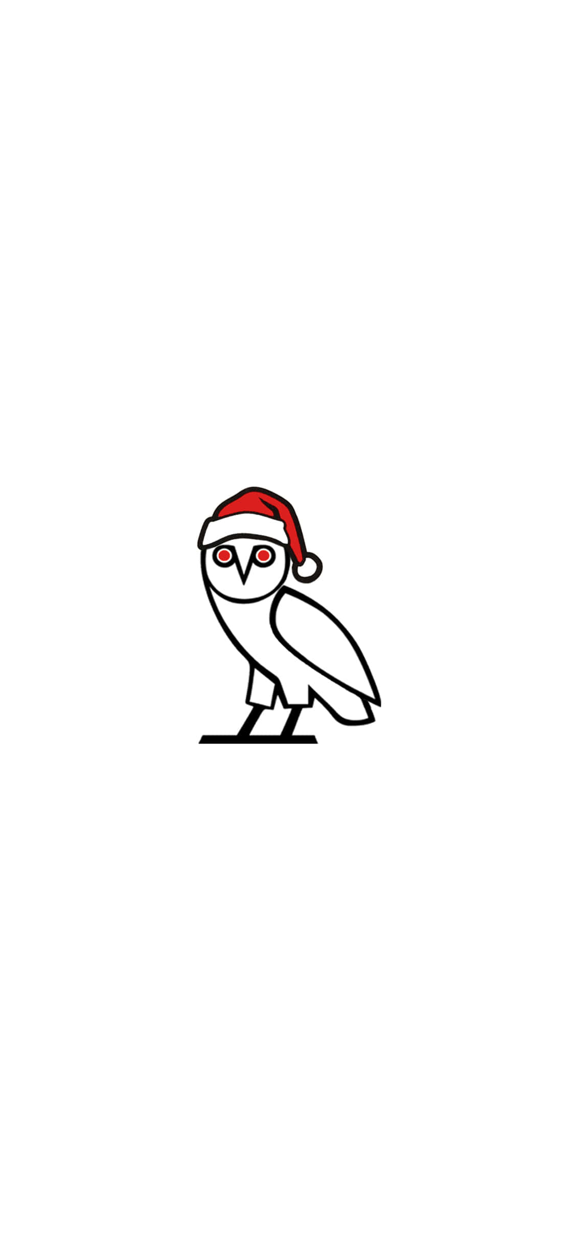 OVOXO, minimalist line-art owl, red Santa hat, Full HD Phone Wallpaper