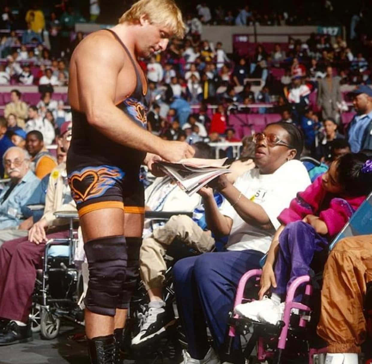 Owen Hart, black trunks, heart flames, SD Desktop Wallpaper