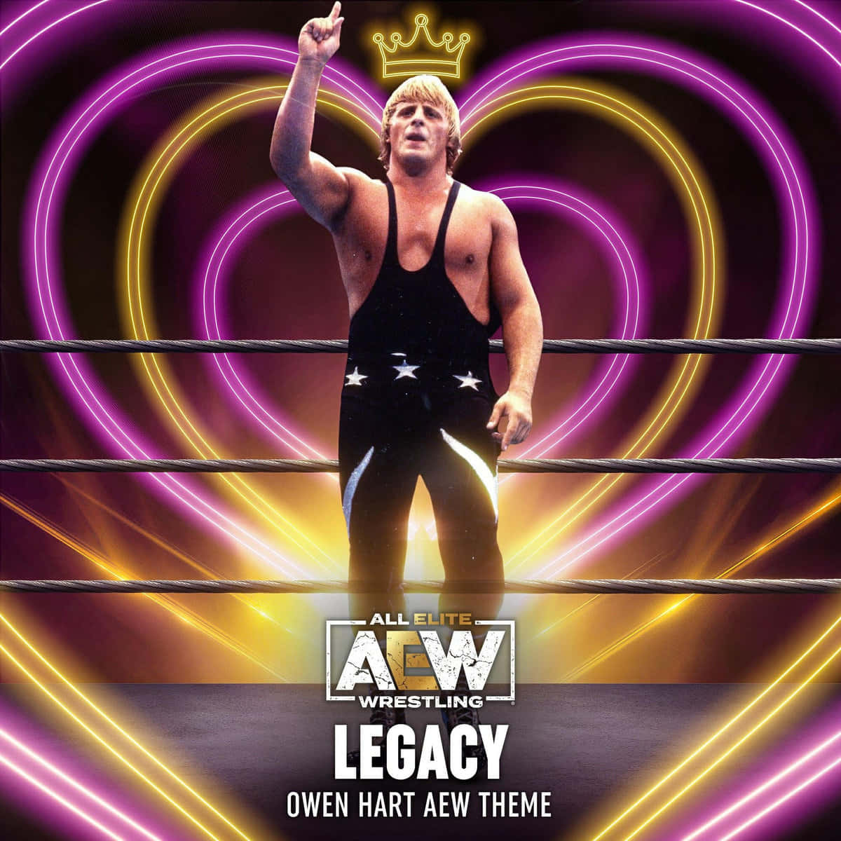 Owen Hart, glowing purple and yellow heart rings, crown, SD Desktop Wallpaper