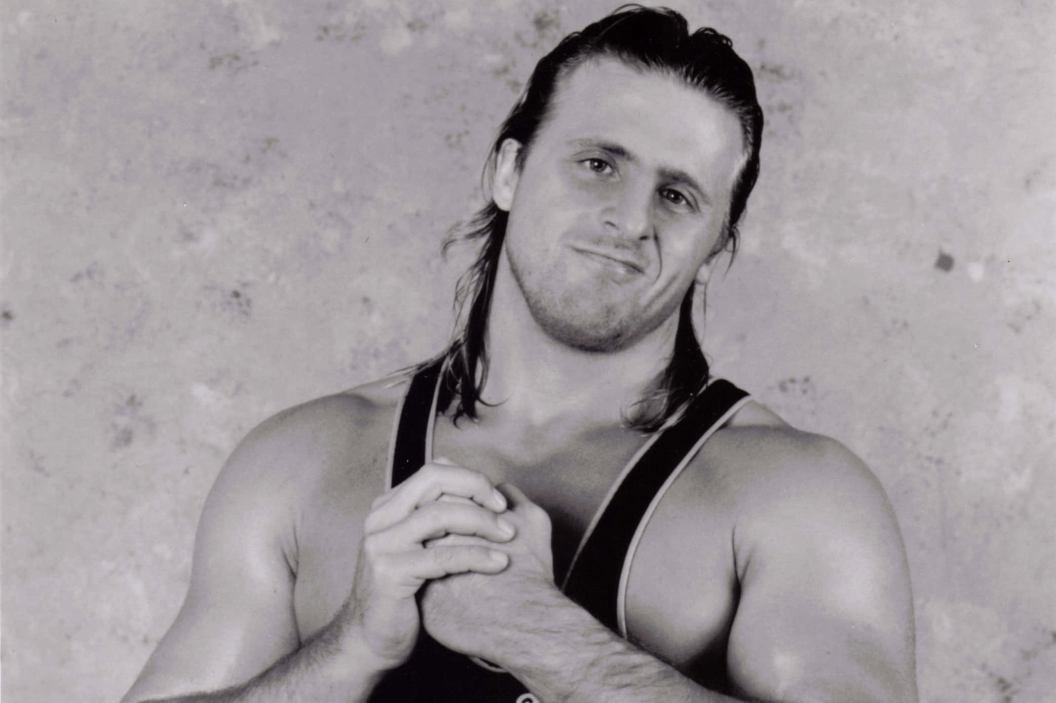 Owen Hart, black singlet, textured wall, Full HD Desktop Wallpaper