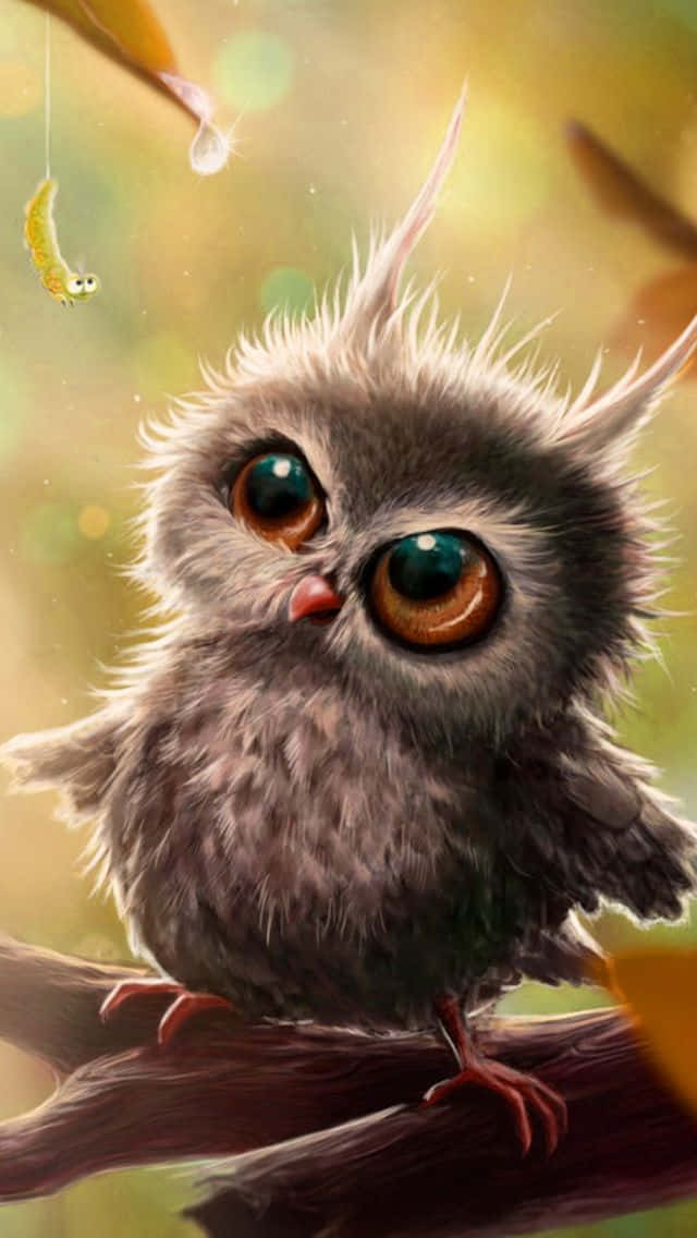 owl, fluffy gray owl, huge expressive eyes, SD Phone Wallpaper