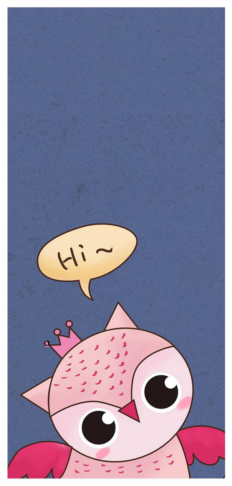 pink owl, cartoon owl, crown, HD Phone Wallpaper