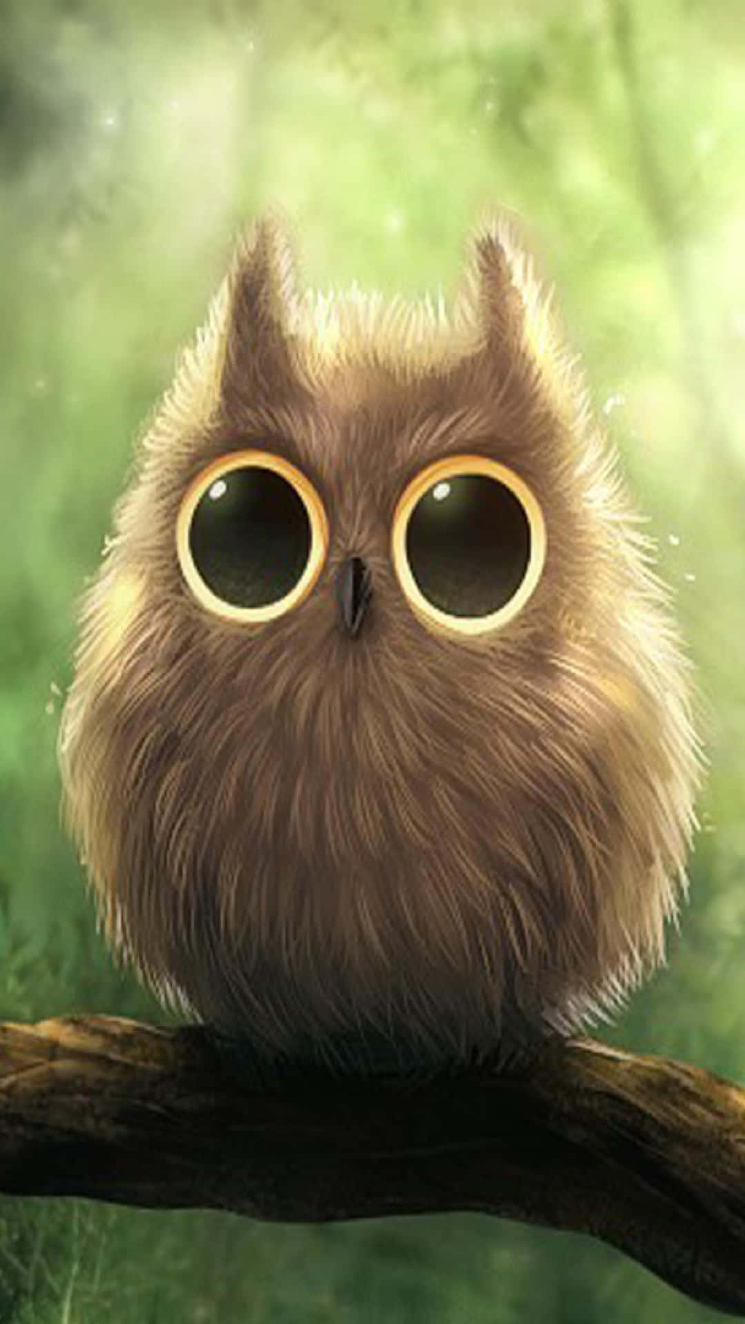 Owl Phone, big eyes, fluffy brown owl, Full HD Phone Wallpaper