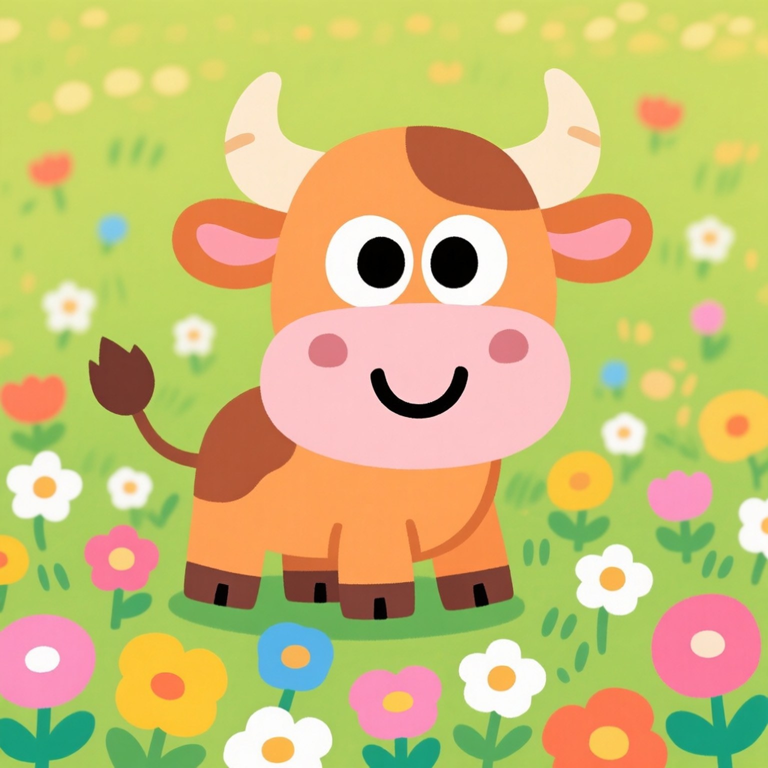 Cartoon Ox, cheerful cartoon cow, big eyes, HD Desktop Wallpaper