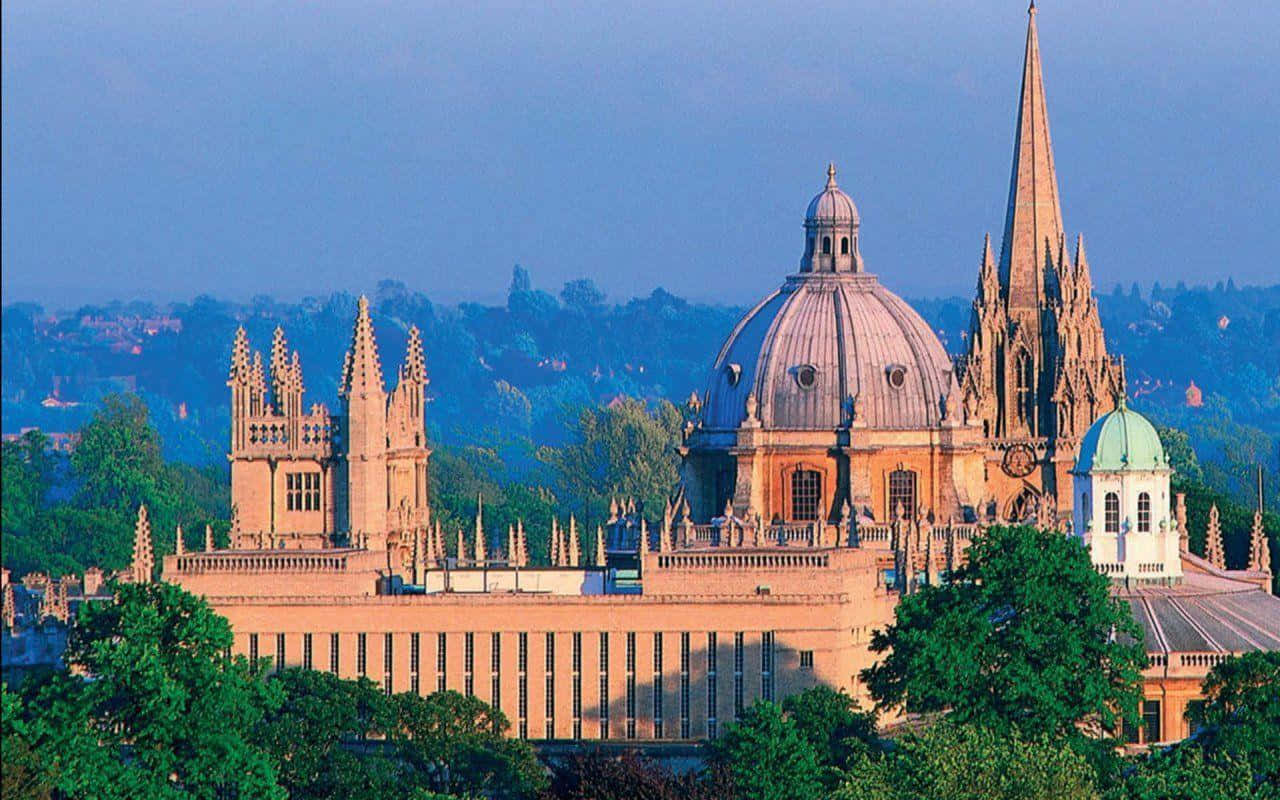 Oxford skyline, sunset, historic university buildings, HD Desktop Wallpaper