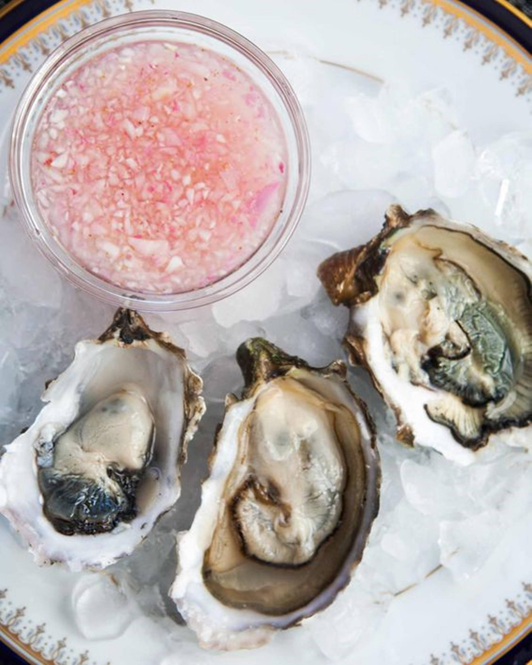 oyster, ice, mignonette sauce, Full HD Phone Wallpaper
