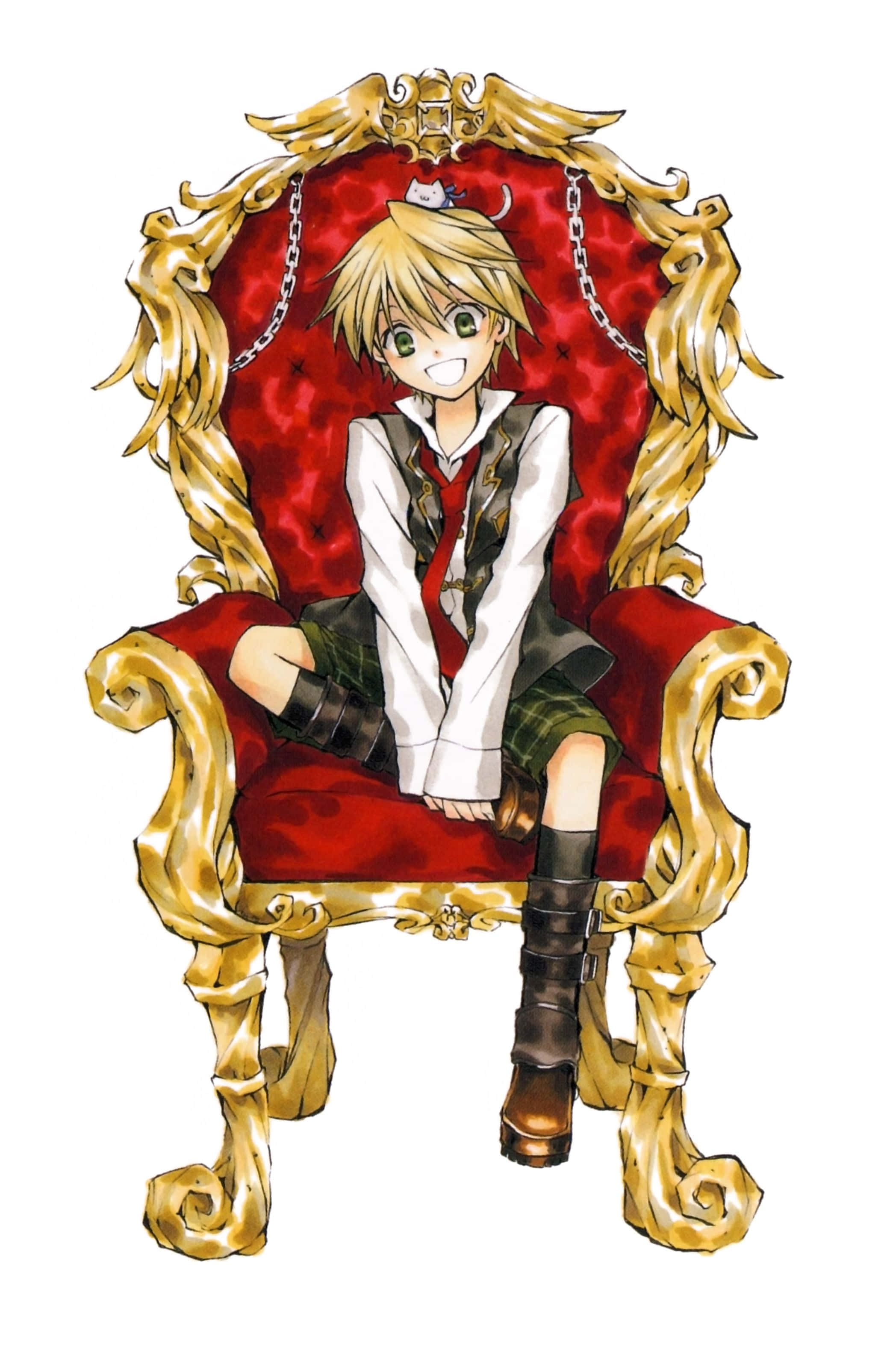 Oz Vessalius, blonde hair, red velvet throne, 2K Phone Wallpaper