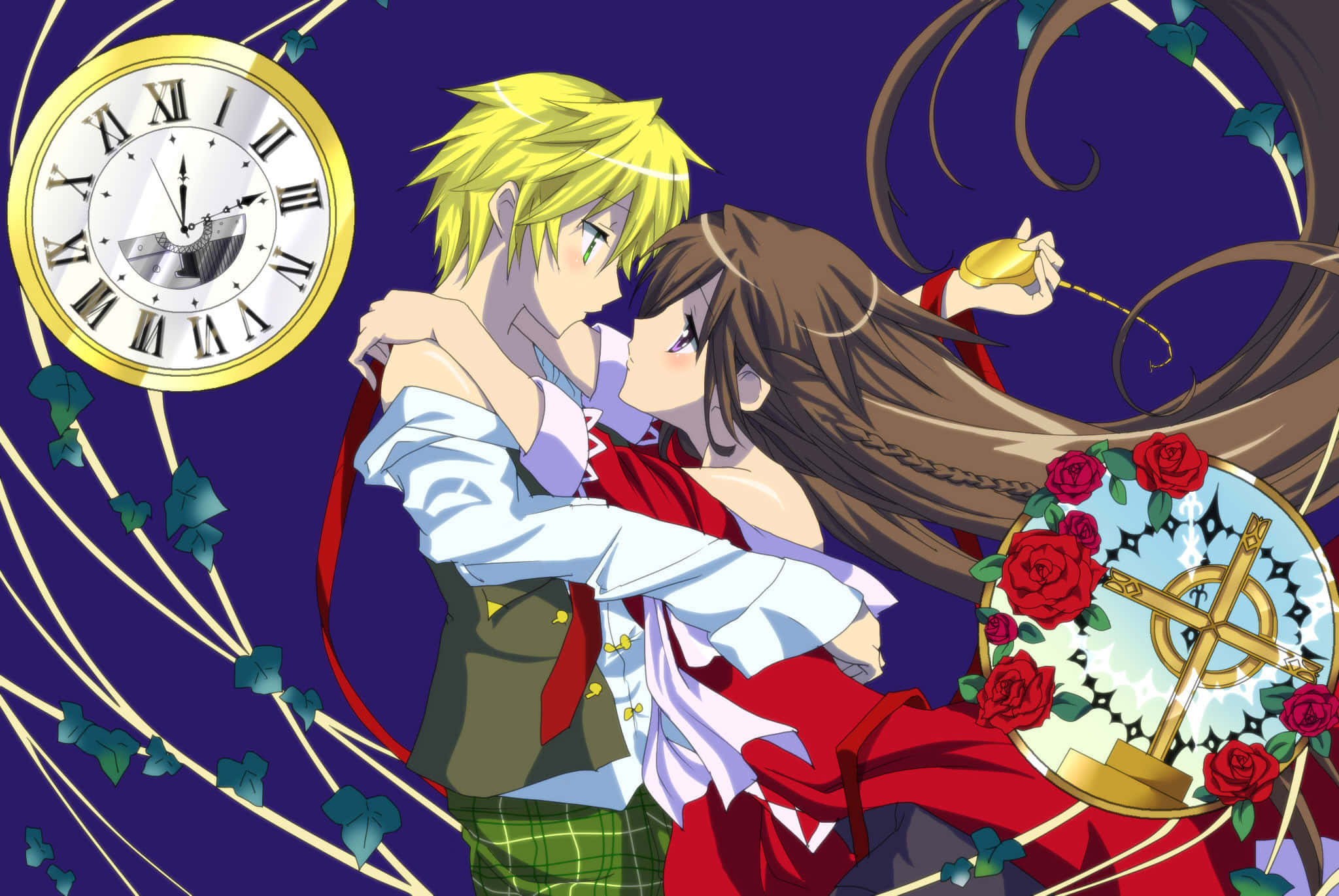Oz Vessalius, dark purple, clocks, Full HD Desktop Wallpaper