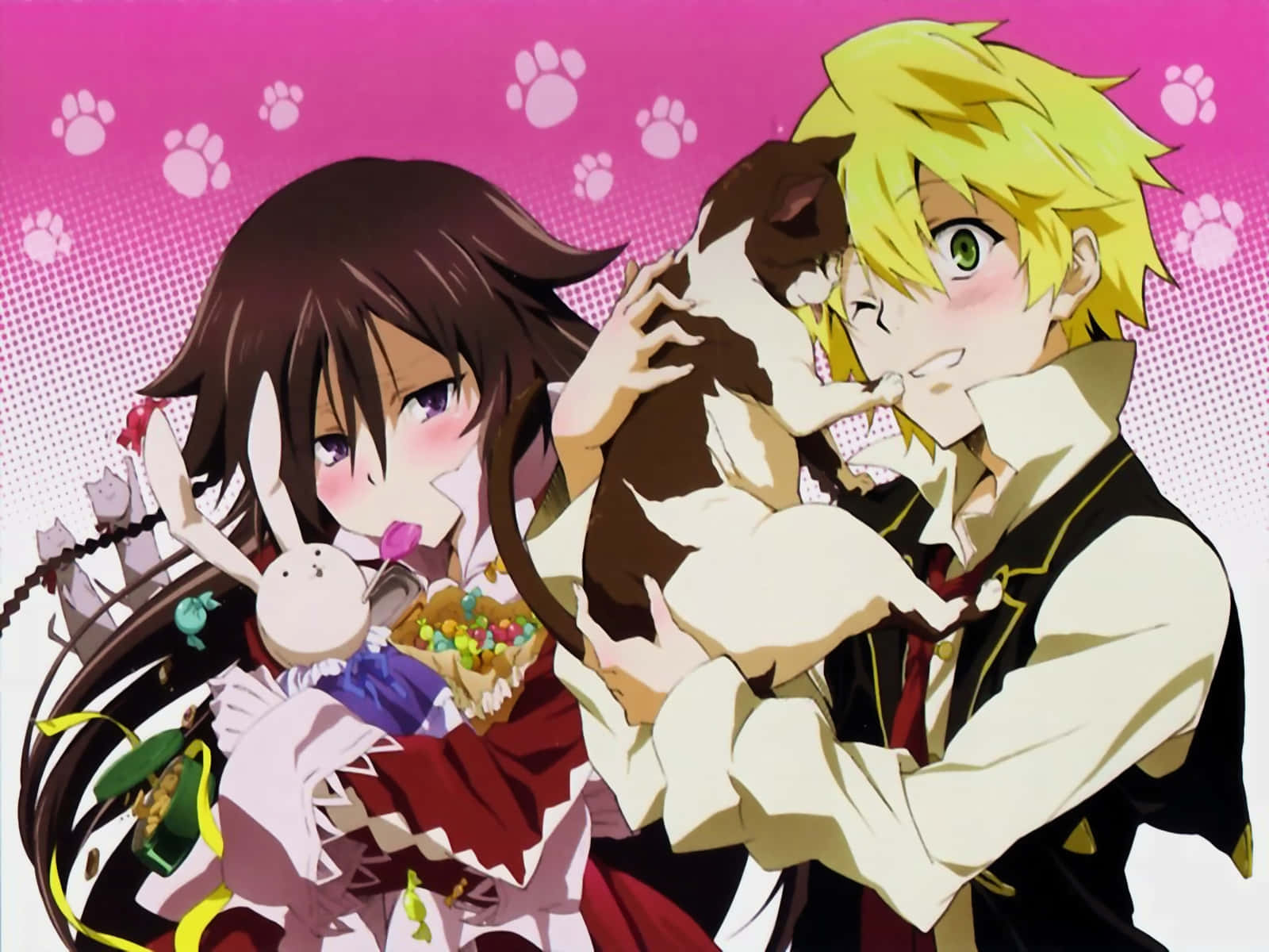 Oz Vessalius, anime character, fluffy cat, HD Desktop Wallpaper