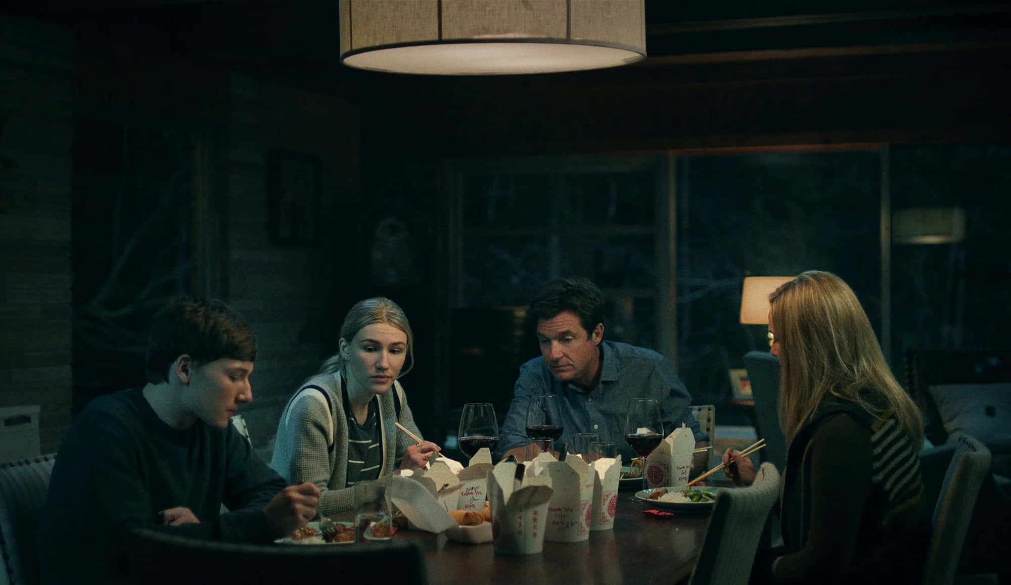 Ozark, dining table, hanging lamp, Full HD Desktop Wallpaper