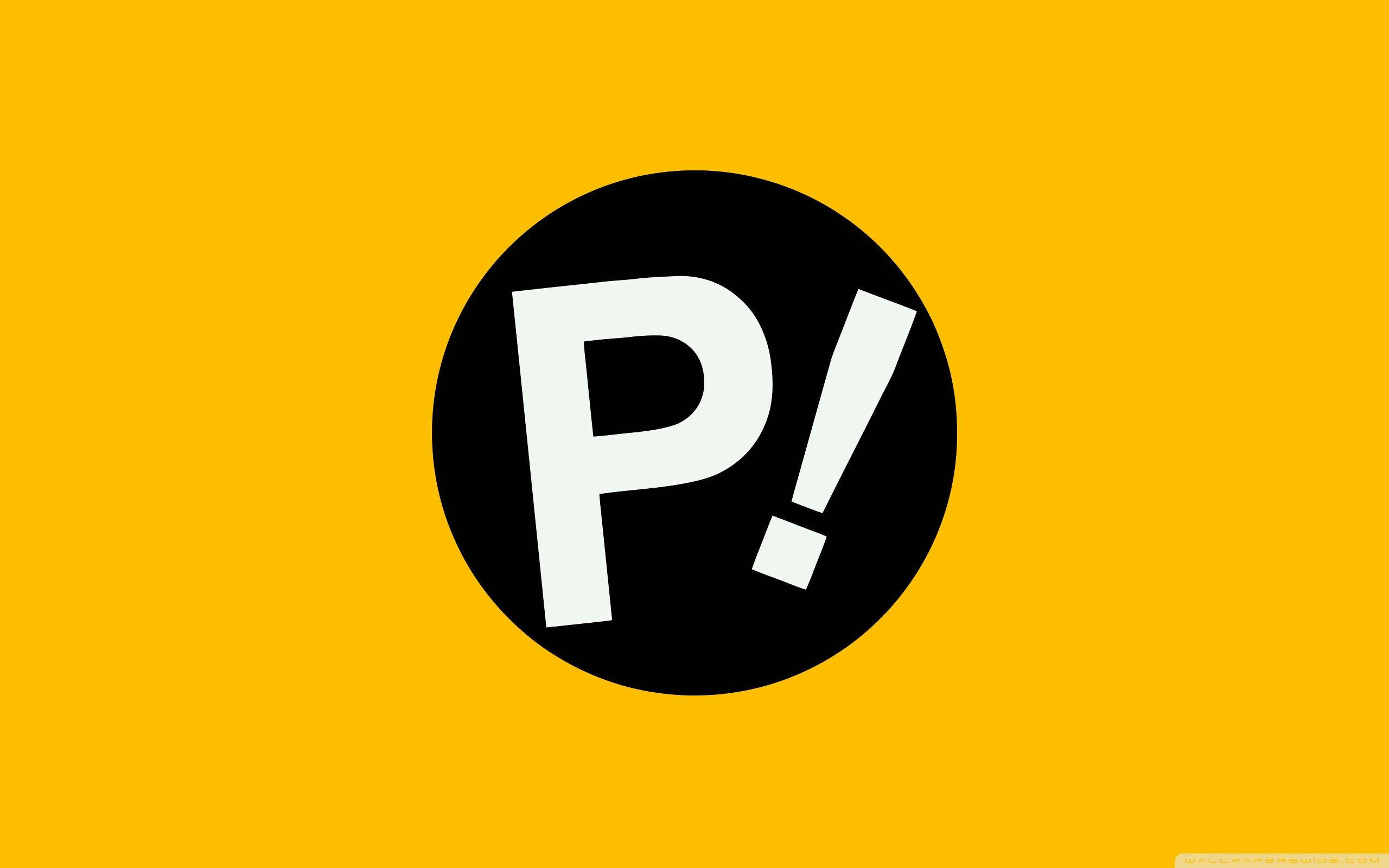 P letter, black circle, white letter P, 2K Desktop Wallpaper