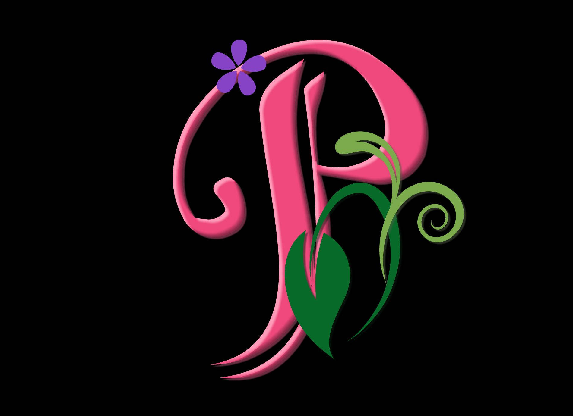 Letter P, pink, purple flower, HD Desktop Wallpaper