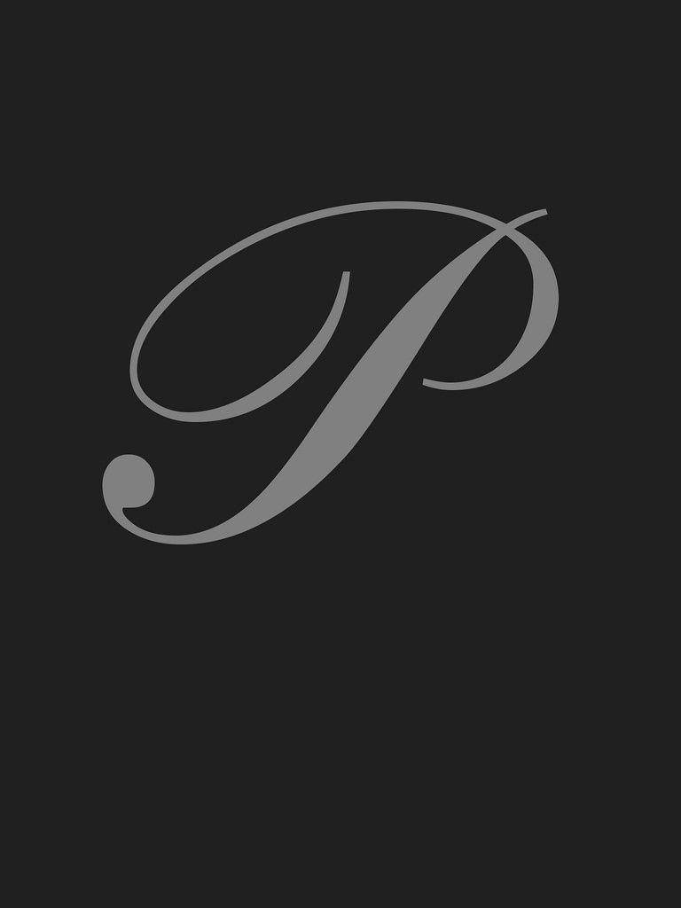 letter P, gray, cursive, SD Phone Wallpaper