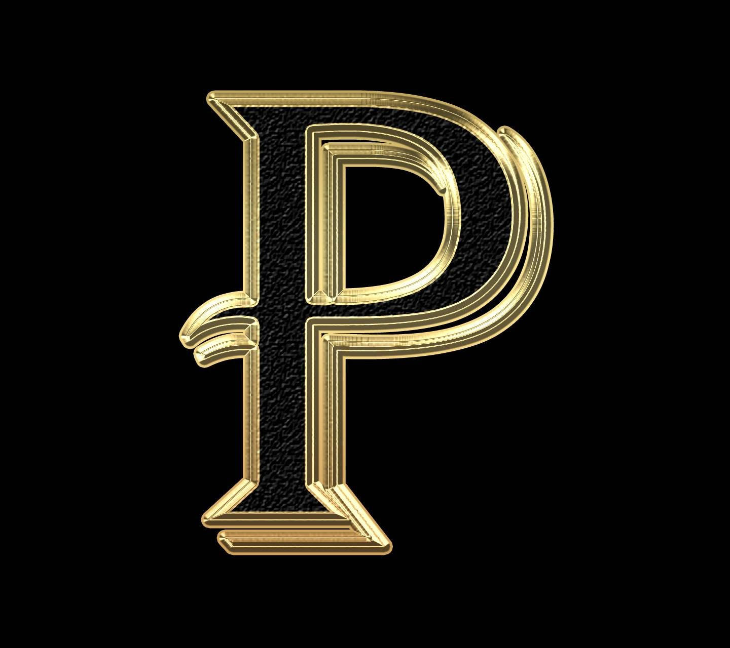 Letter P, gold, textured edges, HD Desktop Wallpaper