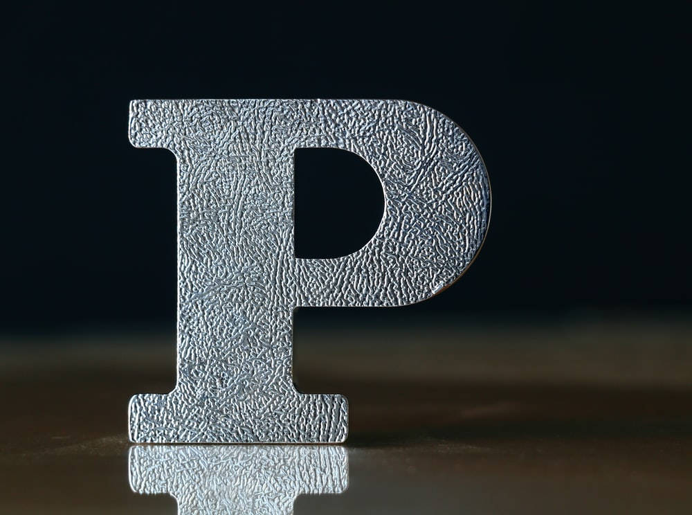 letter P, gray glitters, textured silver, SD Desktop Wallpaper