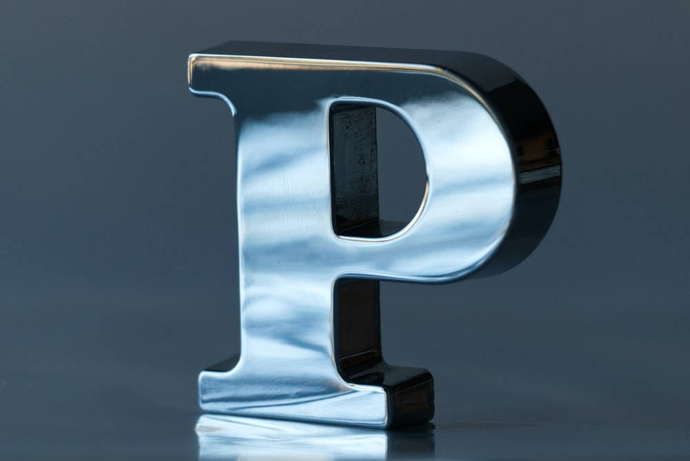 silver, 3d letter p, chrome, SD Desktop Wallpaper