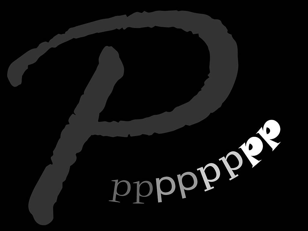 black background, dark gray letter P, white lowercase p, SD Desktop Wallpaper