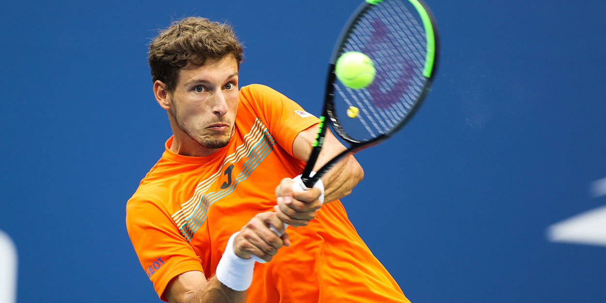 Pablo Carreno Busta, orange shirt, racket, SD Desktop Wallpaper