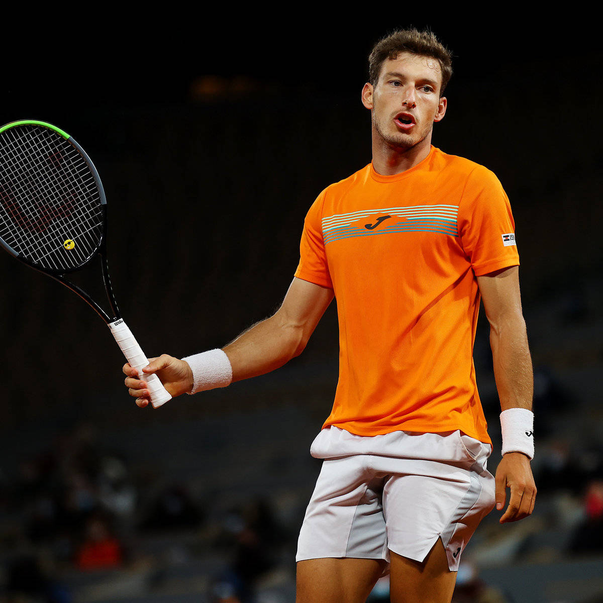 Pablo Carreno Busta, orange shirt, white shorts, SD Desktop Wallpaper