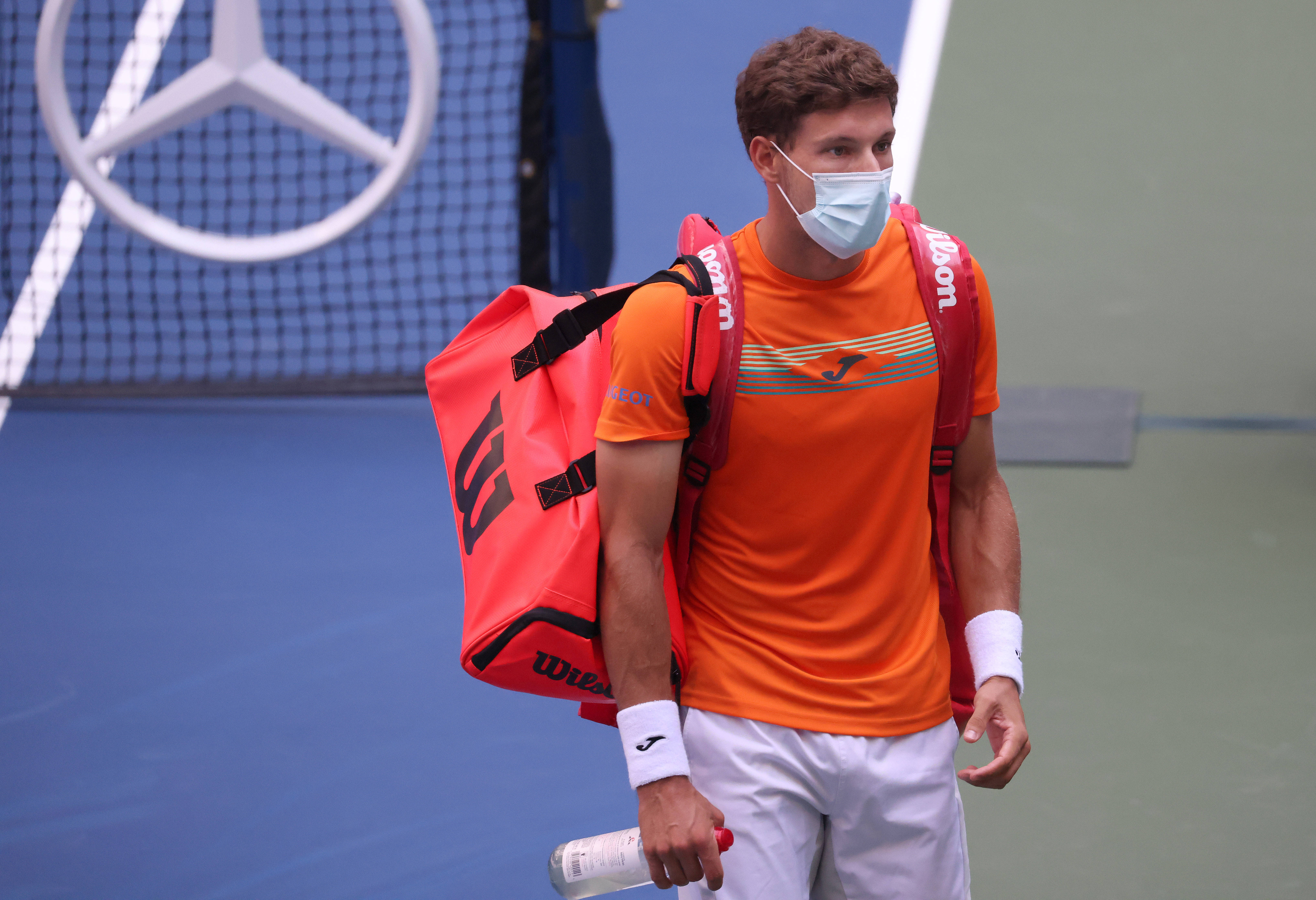 Pablo Carreno Busta, orange shirt, white shorts, 5K Desktop Wallpaper