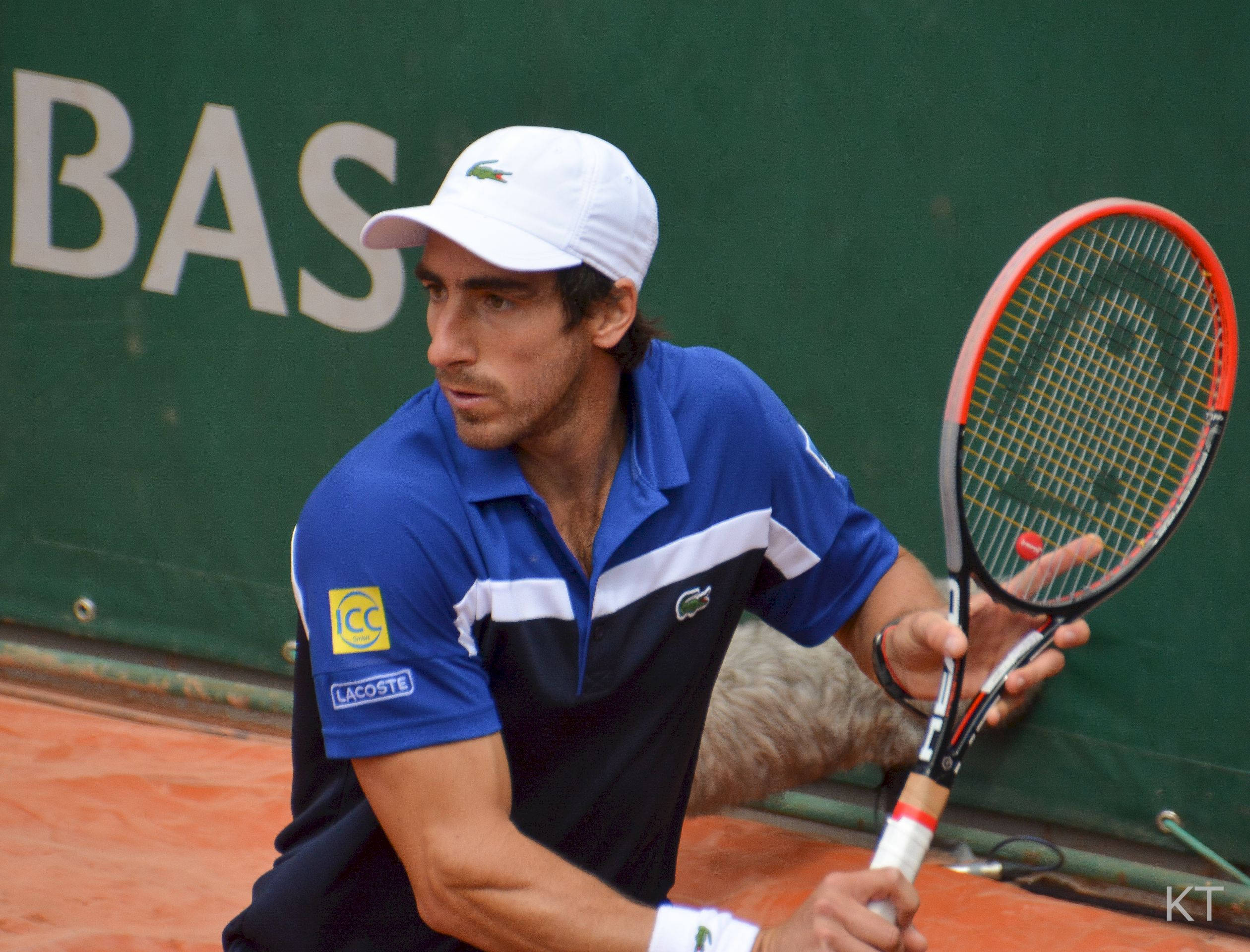 Pablo Cuevas, blue and white gear, clay court, Full HD Desktop Wallpaper