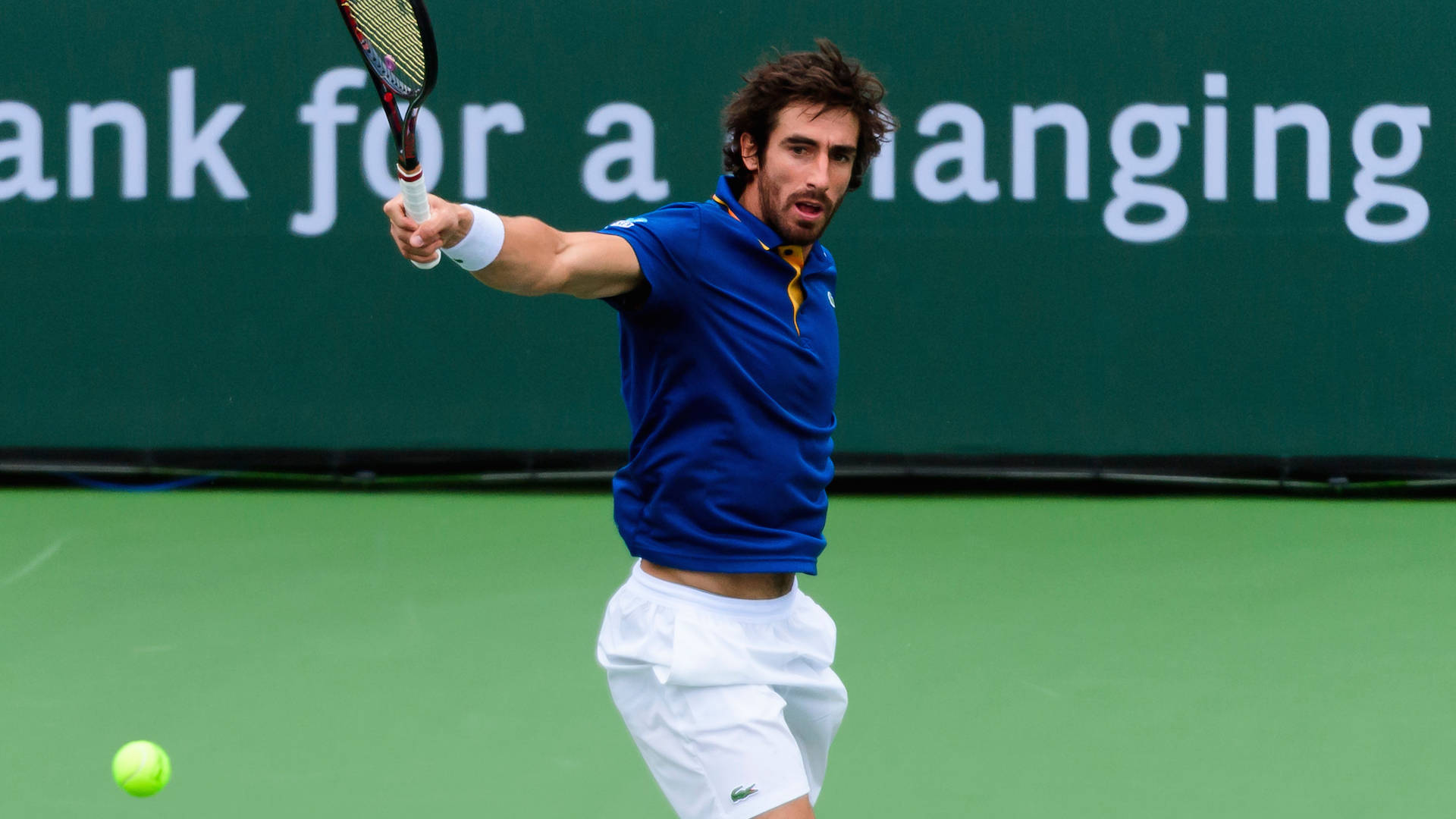 Pablo Cuevas, blue shirt, white shorts, Full HD Desktop Wallpaper