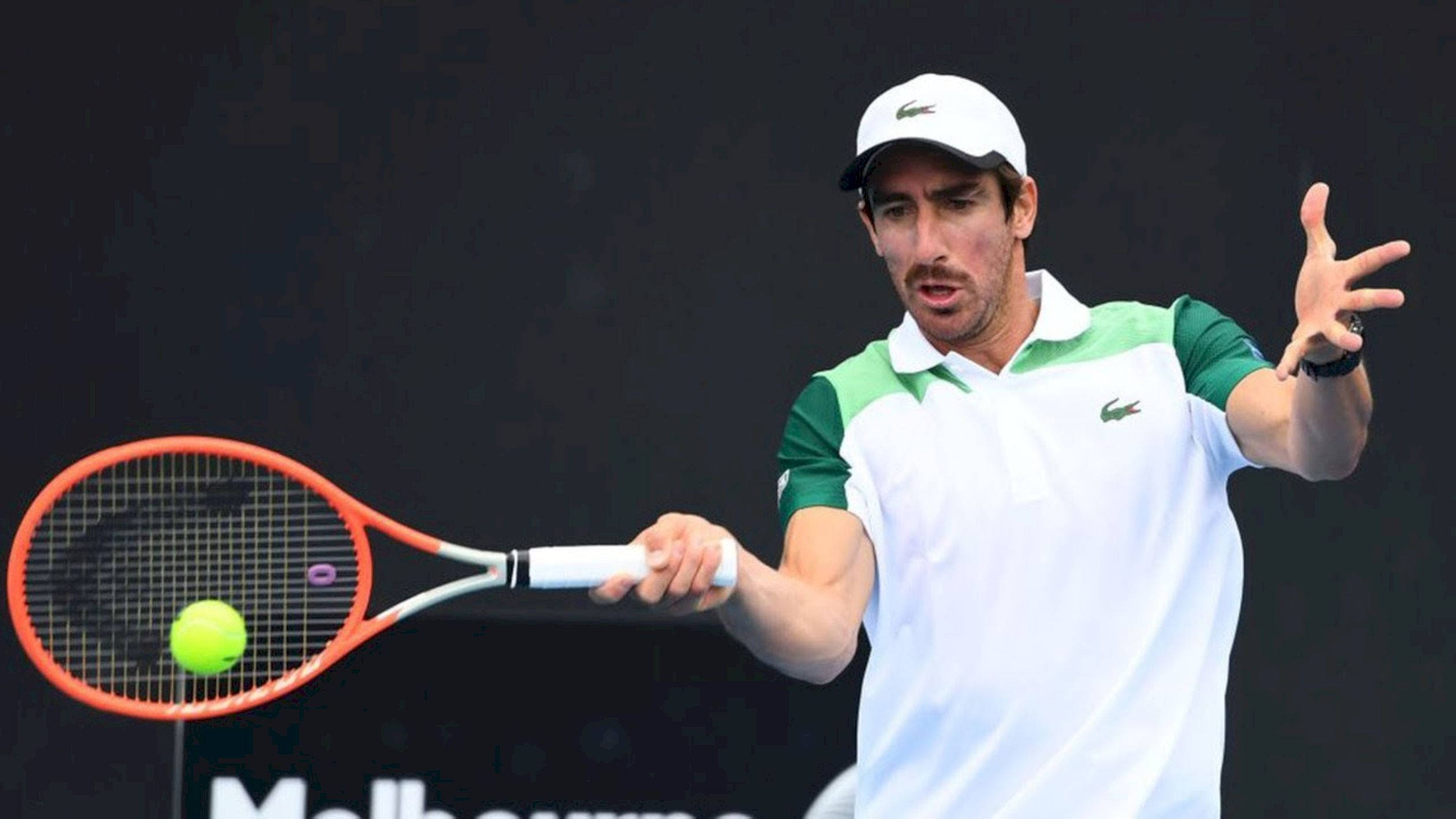 Pablo Cuevas, green and white shirt, orange racket, Full HD Desktop Wallpaper